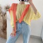 Long-sleeve Lettuce Edge Mesh Top