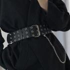 Faux Leather Waist Belt Black - One Size
