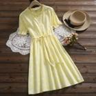Short-sleeve Butterfly Print A-line Dress