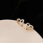 Rhinestone Heart Earring 1 Pair - Gold & White - One Size