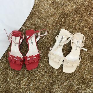 Heart Applique Mid-heel Sandals