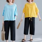 Set: Elbow-sleeve T-shirt + Crop Straight Fit Pants