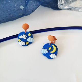 Rabbit Moon Asymmetrical Dangle Earring