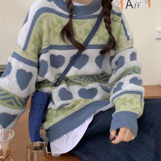 Heart Knit Top Green - One Size