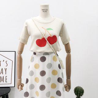 Cherry-print Crop Top