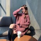 Oversize Sweater / Ruffle Hem Knit Skirt