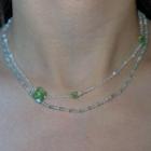 Bead Layered Necklace Green & White - One Size