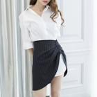Set: Plain Shirt + Striped Skirt