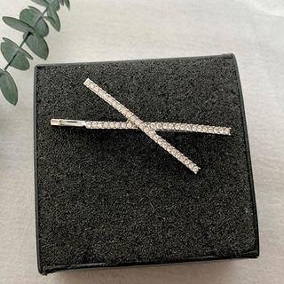 Cross Rhinestone Hair Clip Silver - One Size