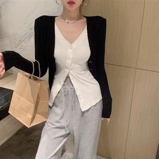 Mock Two-piece Button-up T-shirt