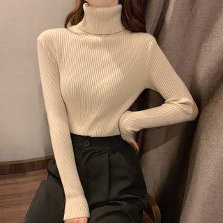 Long-sleeve Knitted Turtleneck Sweater