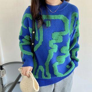 Round-neck Cartoon Dinosaur Embroidered Sweater
