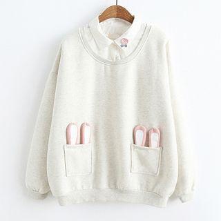 Rabbit Mock Two-piece Long-sleeve Sweatshirt