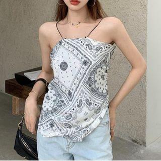 Paisley Print Bow Back Camisole Top White - One Size