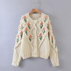 Floral Cardigan Floral - Beige - One Size