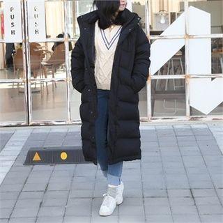 Hooded Duck Down Puffer Coat Black - One Size