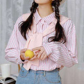 Set: Long-sleeve Striped Shirt + Cape