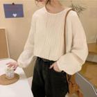 Balloon-sleeve Pintuck Blouse Off-white - One Size