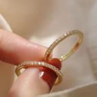 Rhinestone Alloy Ring 1 Pc - Gold Plating - Gold - One Size