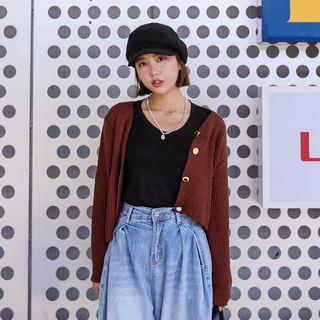 V-neck Cutout-detail Cardigan