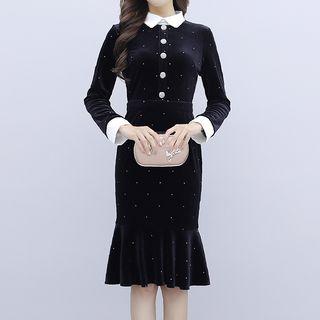Long-sleeve Collared Mermaid Dress