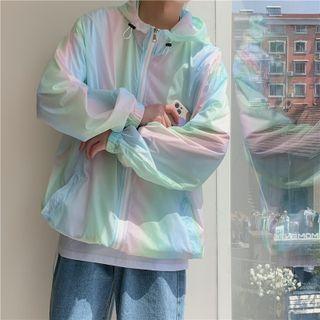 Multicolored Hooded Zip Jacket