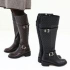 Quilted Faux-leather Long Boots