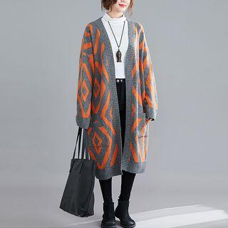 Printed Long Cardigan Orange - One Size