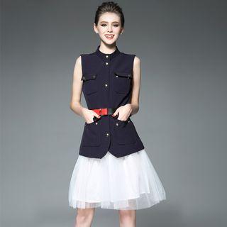 Set: Belted Vest + Tulle Layered Skirt