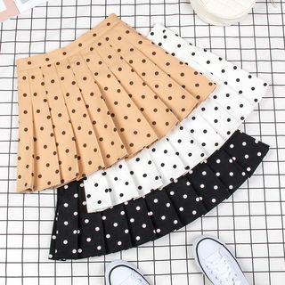 Dotted Pleated Mini Skirt