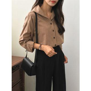 Open-placket Drop-shoulder Blouse
