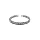 Faux Woven Stainless Steel Open Bangle Silver - 6cm