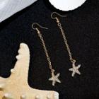 Rhinestone Star Drop Earring 1 Pair - Era041-5 - Gold - One Size
