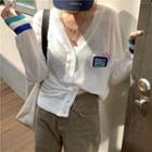 Lettering Light V-neck Cardigan