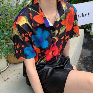 Large Pattern Print Short-sleeve Shirt