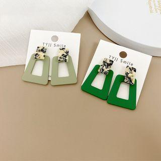 Geometric Alloy Dangle Earring 1 Pair - Dangle Earring - Silver Pin - Geometric - Green - One Size