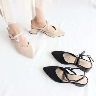 Ribbon Block Heel Sandals