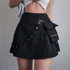 Irregular Strap Accent Mini Skirt