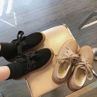 Fabric Lace-up Platform Shoes