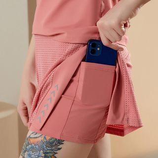Mock Two-piece Plain Sports Shorts