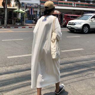 Front Pocket Lettering 3/4-sleeve T-shirt Dress