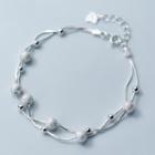 925 Sterling Silver Matte Bead Layered Bracelet Bracelet - One Size