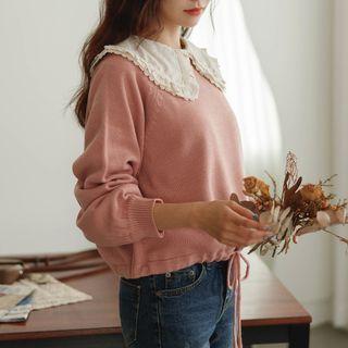 Raglan Drawstring-hem Knit Top