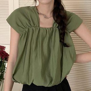 Square Neck Crinkled Tank Top