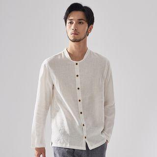 Collarless Linen Shirt