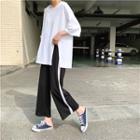 Short Sleeve Plain Tee / Wide Leg Pants