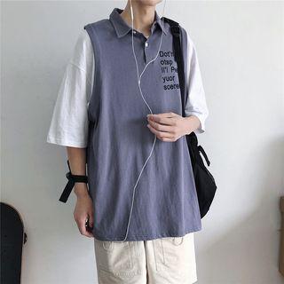 Embroidered Sleeveless Polo Shirt