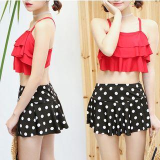 Set: Strip Swim Top + Polka Dot Skirt