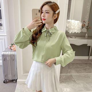 Ruffled Collar Bow Shirt