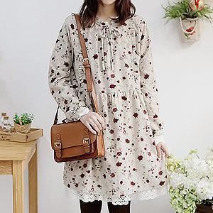 Tie-front Floral-patterned Dress